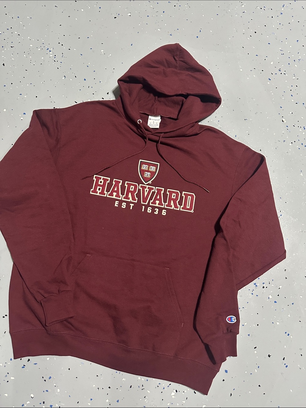 Champion Maroon Harvard Hooded Sweatshirt